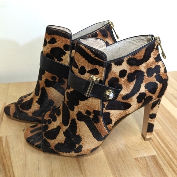 Louise et Cie Calf Hair Leopard Heeled Booties Pearl 8 Lo Lander 3 Maxamilist - Picture 9 of 14